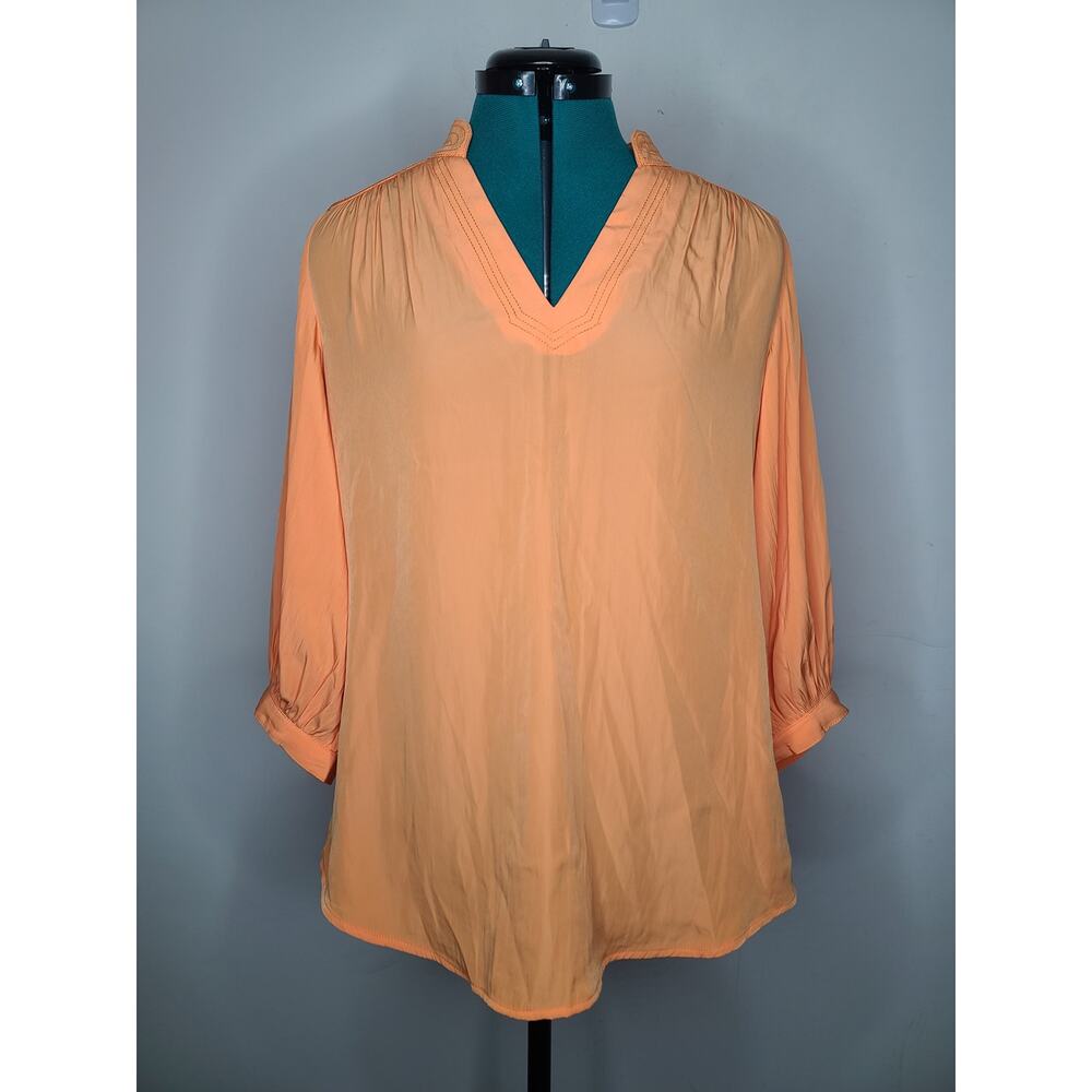 Chicos orange v-neck tunic blouse - size 0 (4 - 6)